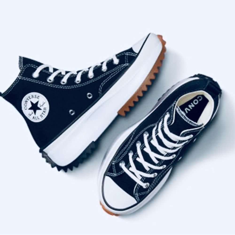 Converse Black White Platform High-Top Athletic Shoes - Picture 5 of 10